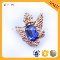 MPB24 China manufacturer crystal type metal pin badge with butterfly clasp for garment custom